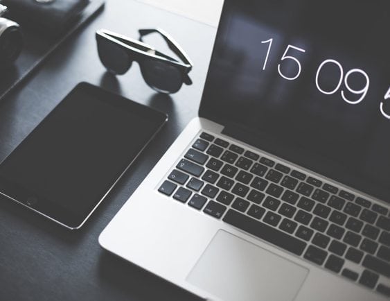 Laptop, iPad and glasses