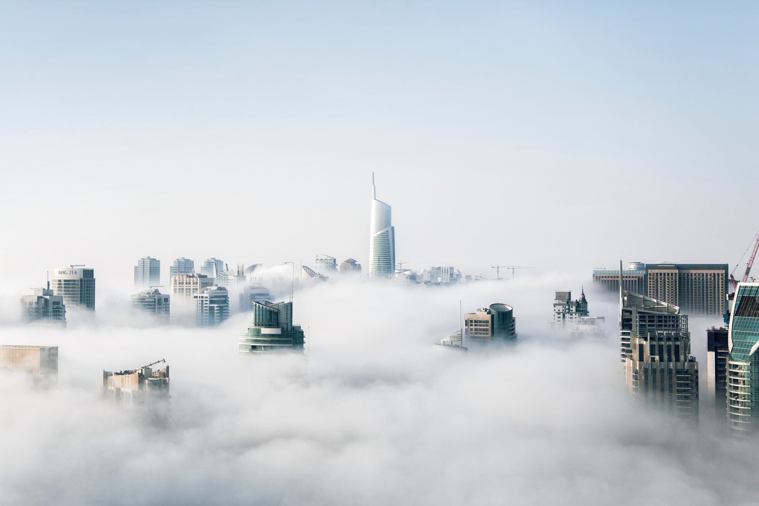 City skyline in the clouds