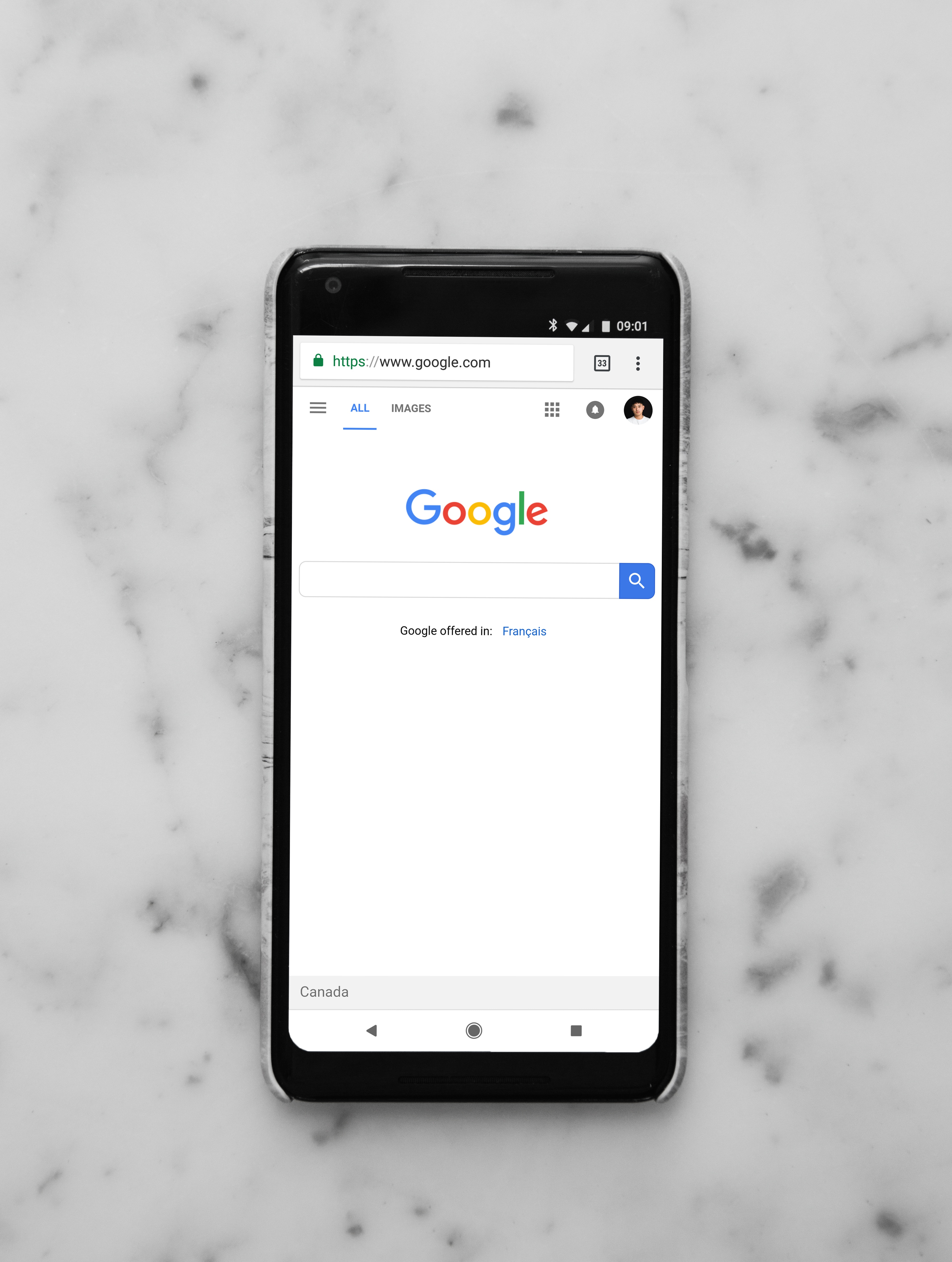 Google Search on a mobile device