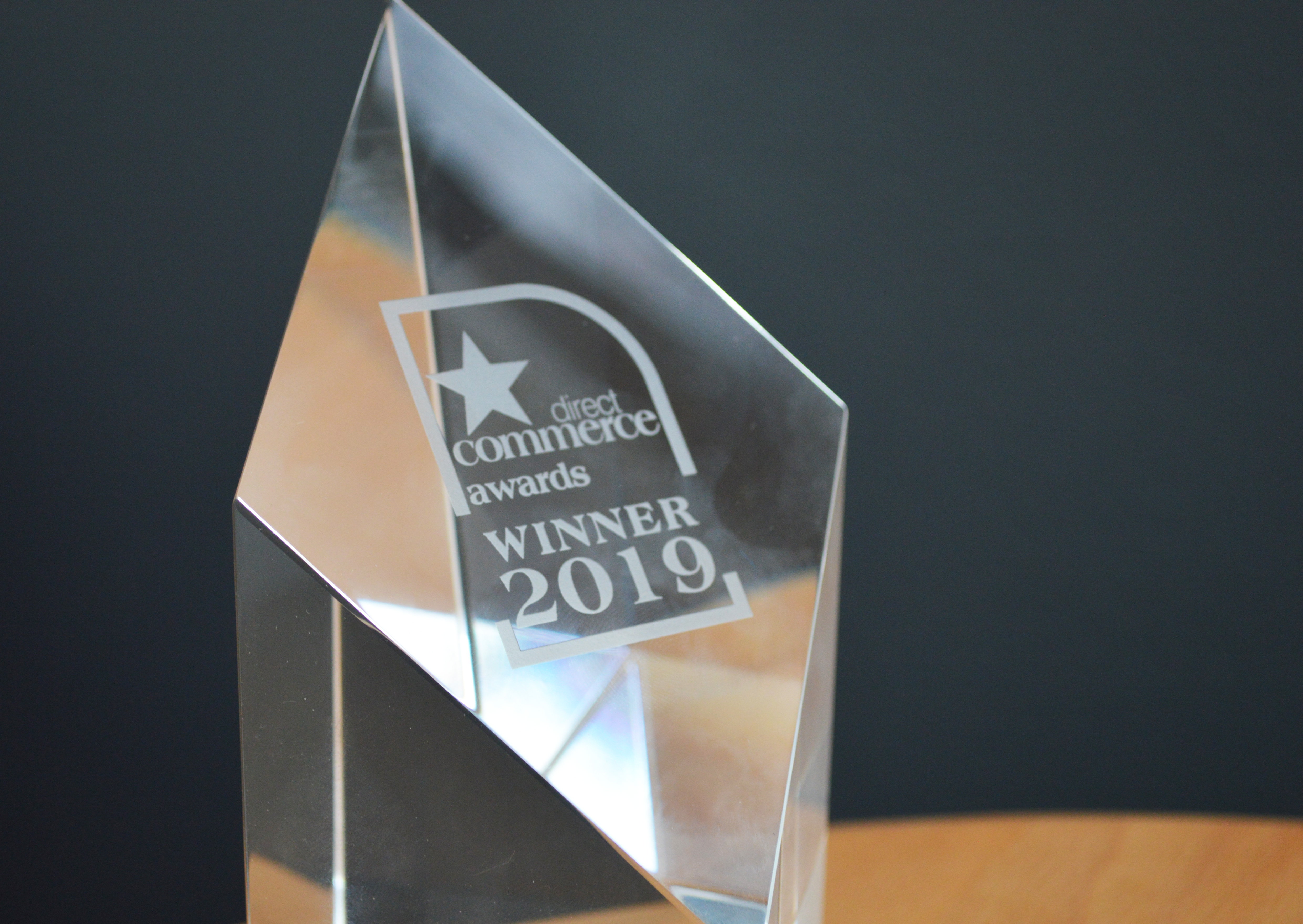 A trophy for winning the Direct Commerce Awards 2019