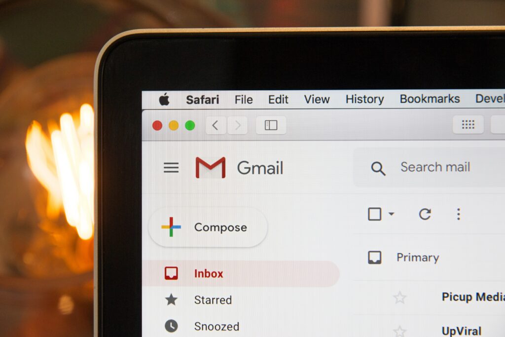 A Gmail email inbox
