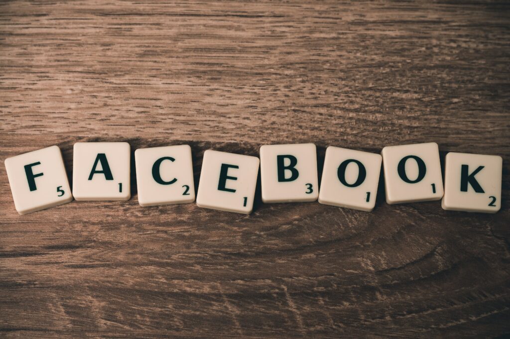 The word Facebook made from scrabble pieces