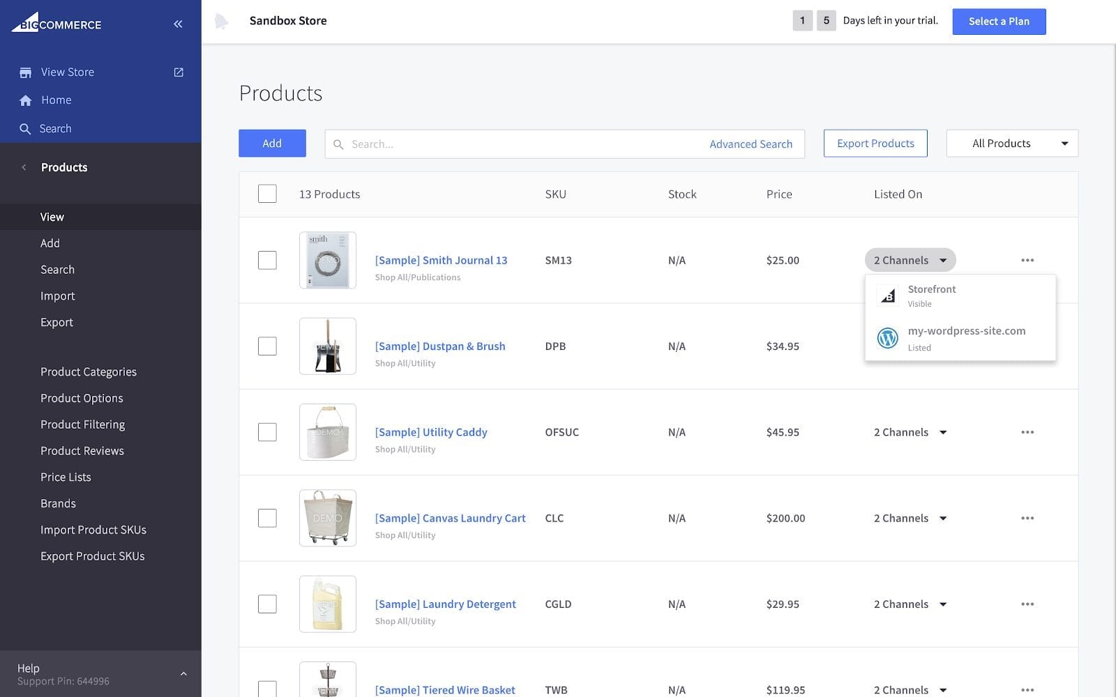 BigCommerce Product menu view WordPress BigCommerce Product menu view in WordPress