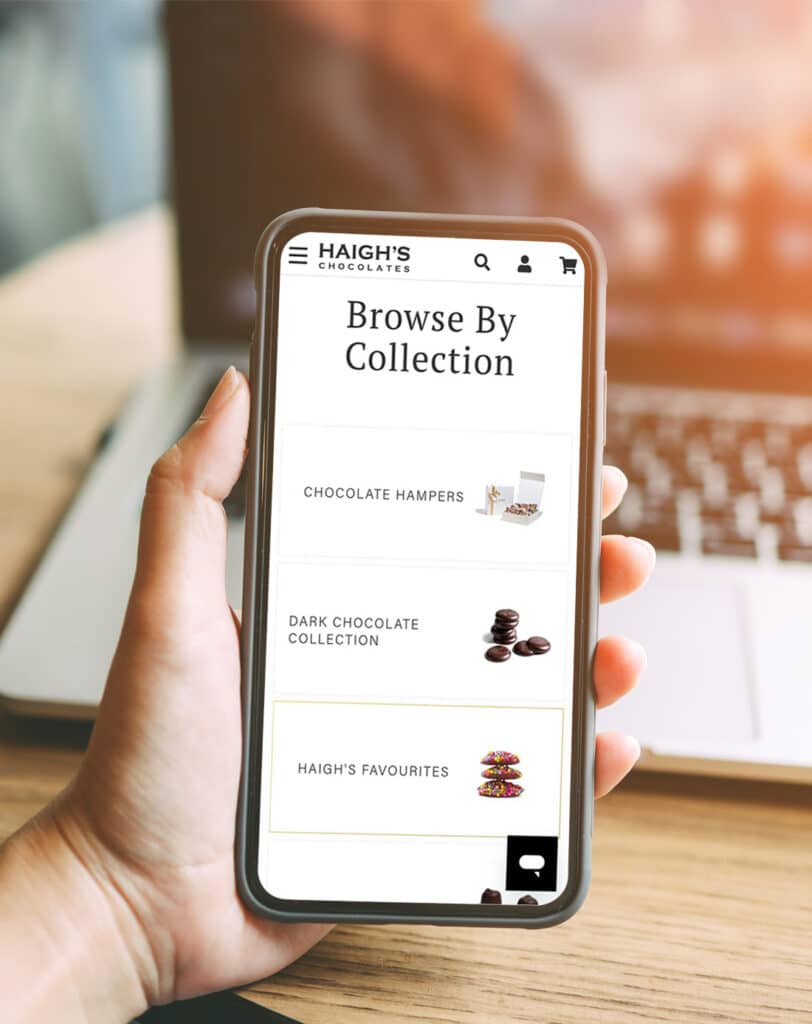 person using Haighs website on mobile