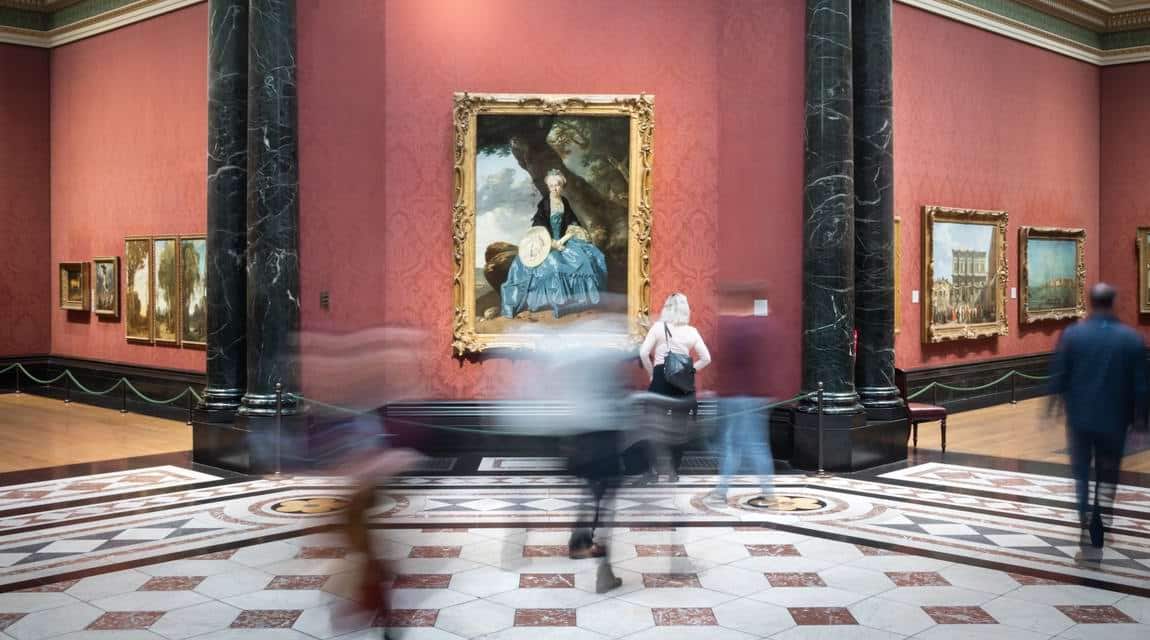 Visitors viewing art at The National Gallery