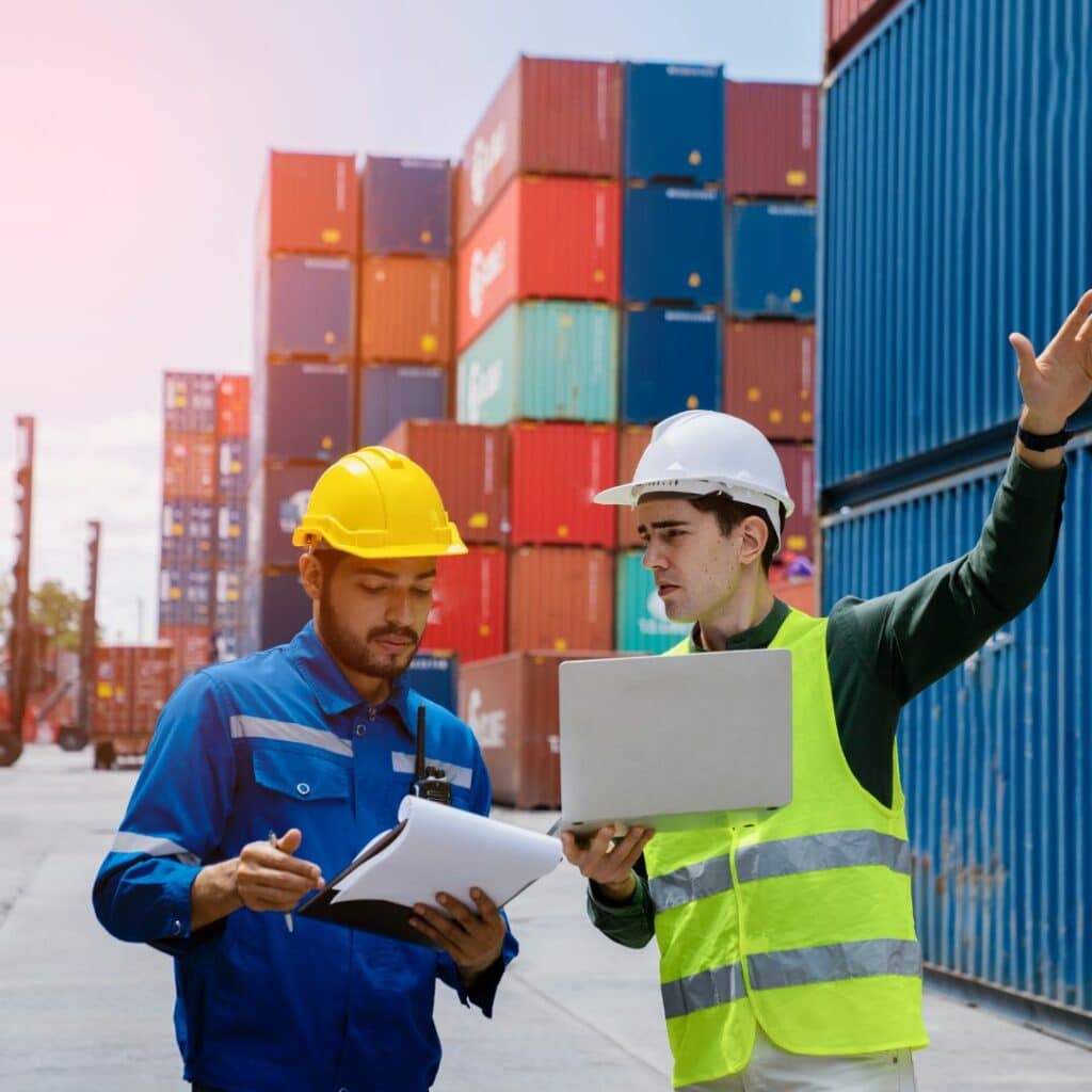 two men working on inventory and supply