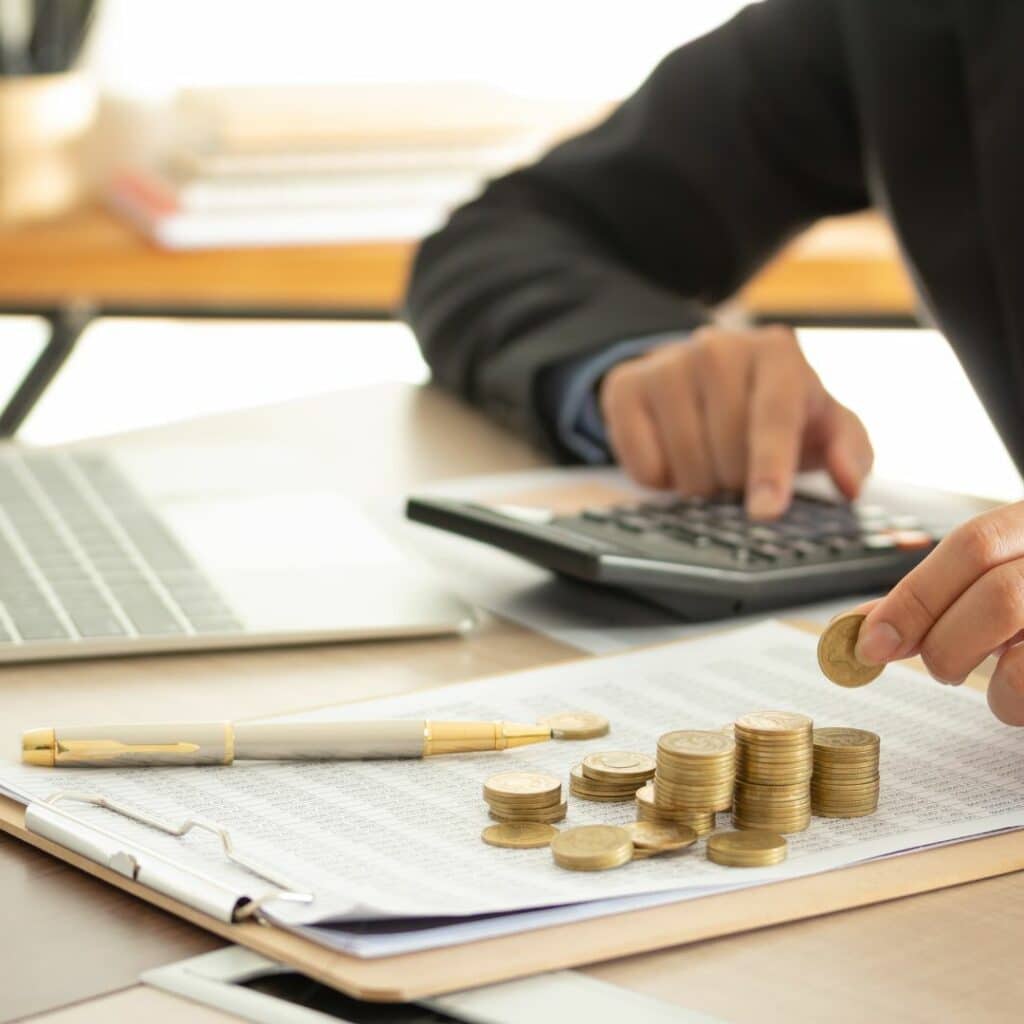 person managing finances